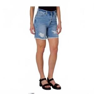 NEW Earnest Sewn Alice Hi-Rise 7" Shorts‎ in Emma Wash Distressed Blue Size 27